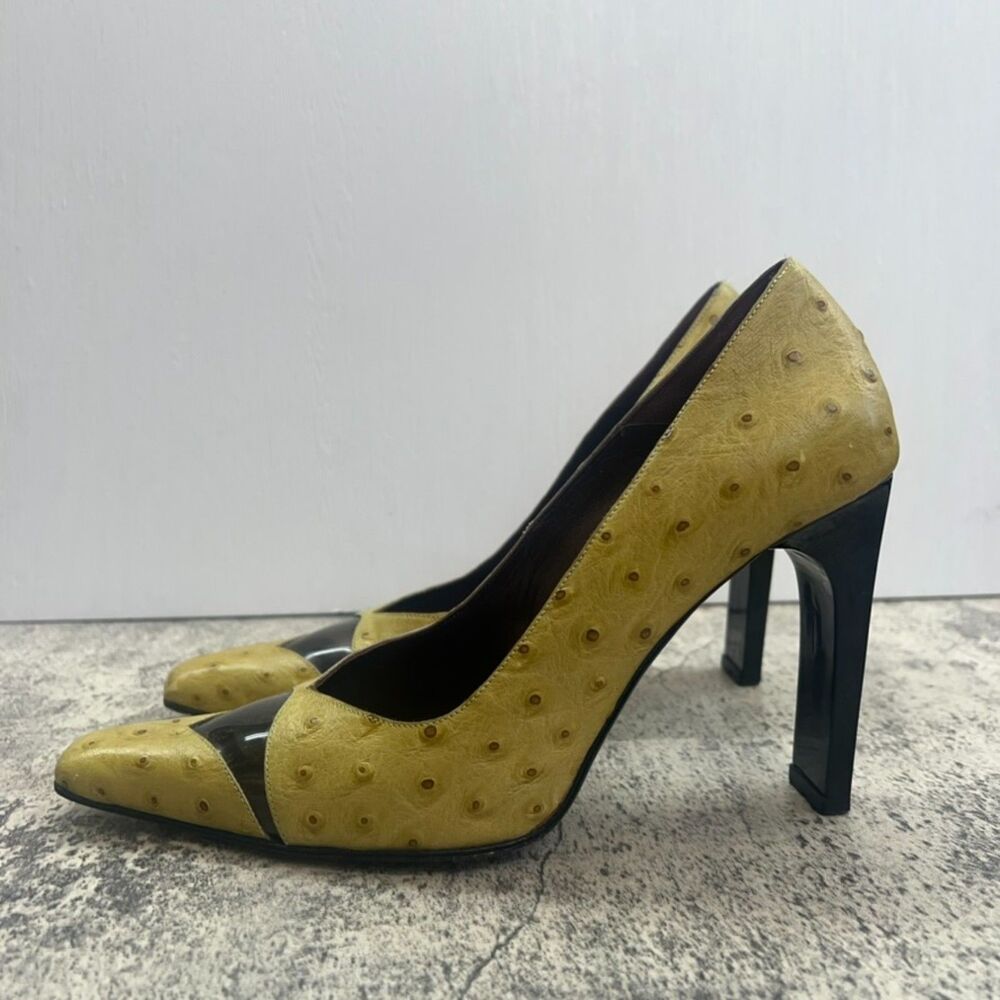 Sacco  Vintage  Green Ostrich  Leather Heel  Pumps  Womens  Size 6.5